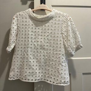 Anthropologie Tops | Wolven Eudora White Eyelet Blouse, Size 8